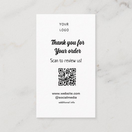 ご注文スキャンありがとうございますReview Us business logo 名刺 (正面)