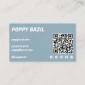 ご注文ソーシャルアイコンQRコードブルー 名刺 (裏面)