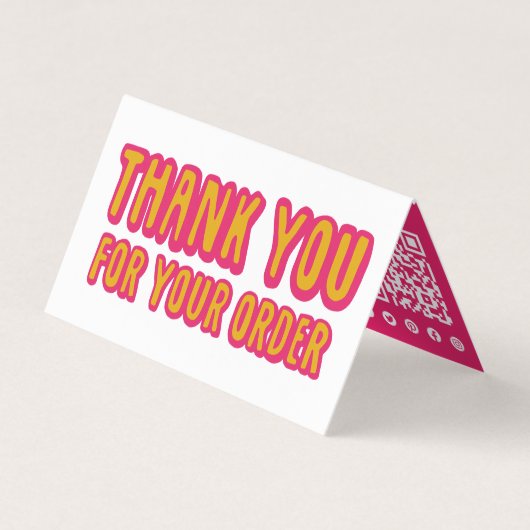 ご注文ソーシャルアイコンQRコードホットピンク 名刺 (正面)