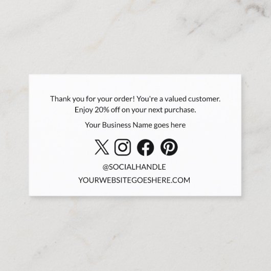 ご注文モダンありがとうございますロゴカスタムオファー 名刺 (裏面)