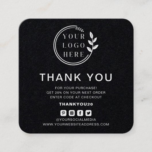 ご注文モダンありがとうごカスタムざいソーシャルメディア スクエア名刺 (正面)