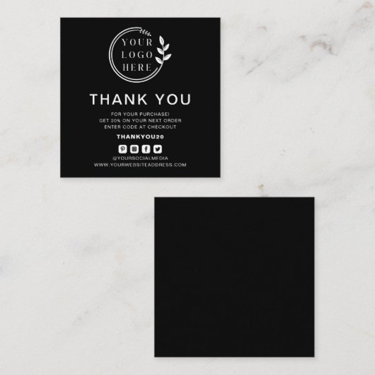 ご注文モダンありがとうごカスタムざいソーシャルメディア スクエア名刺 (正面/裏面)