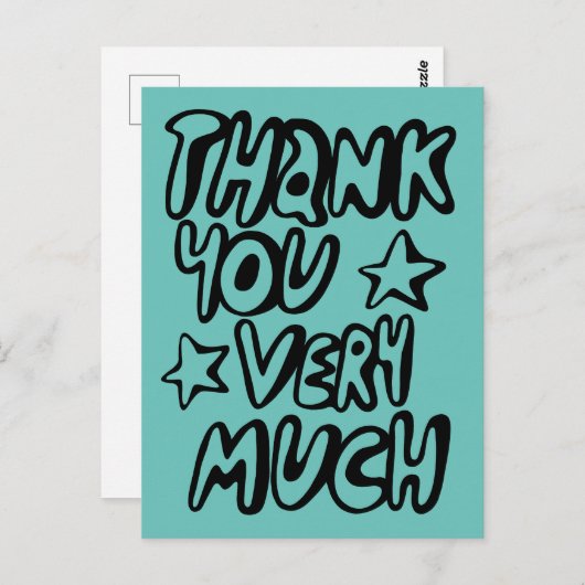 ご注文頂き誠にありがとうございます バブルレター ティール カスタム ポストカード (正面/裏面)