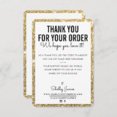 ご注文GLAM挿入金ゴールドグリッター サンキューカード (正面/裏面)