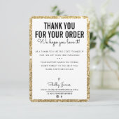 ご注文GLAM挿入金ゴールドグリッター サンキューカード (スタンド正面)