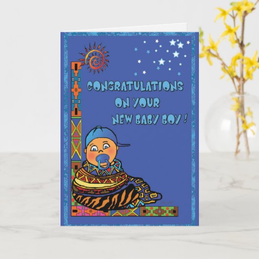 ご男の赤ちゃん カード (黄色い花)