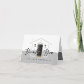 ご紹介ありがとうございます黒水色のドア サンキューカード (正面)