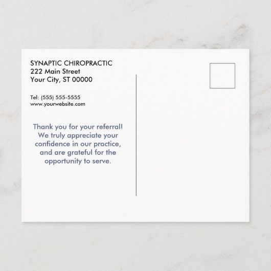 ご紹介ありがとうございます2カイロプラクティック ポストカード (裏面)