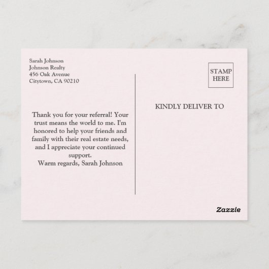 ご紹介いただいたことに感謝しております 不動産 ポストカード (裏面)