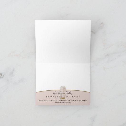 ご紹介いただきありがとうございますピンク色の水彩ドア サンキューカード (内部)