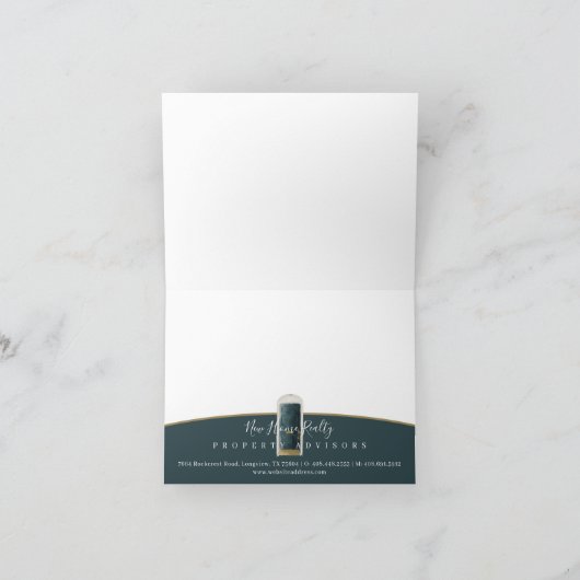 ご紹介いただきありがとうございます。緑の水彩のドア サンキューカード (内部)