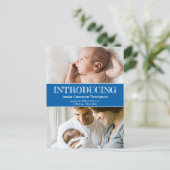 「ご紹介」男の赤ちゃん誕生発表葉書 案内ポストカード (スタンド正面)