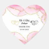 ご結婚ありがとう モダン ピンクとゴールド ミスター&ミセス ハートシール (正面)