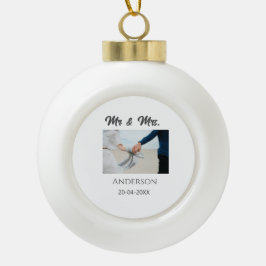 ご結婚おめでとうございます。ミスター＆ミセス 姓 日付 年 結婚記念品 セラミックボールオーナメント