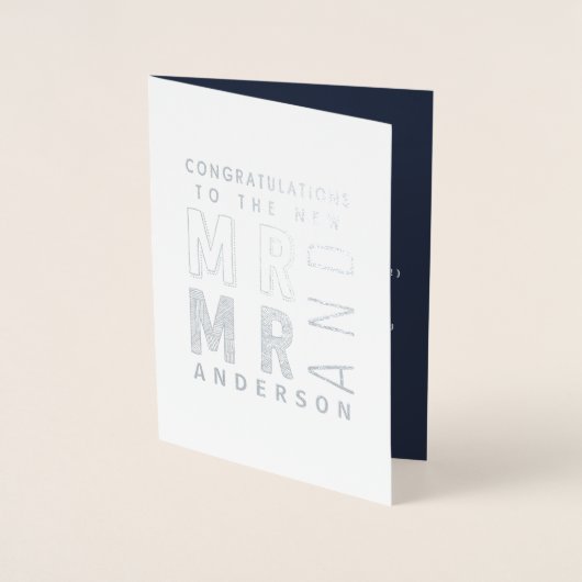 ご結婚おめでとうございます Mr. & Mr. タイポグラフィーのカード 箔カード (正面)