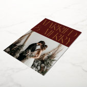 ご結婚おめでとう メリ- モダンなホリデー ウェディング発表 箔シーズンカード (回転した状態)