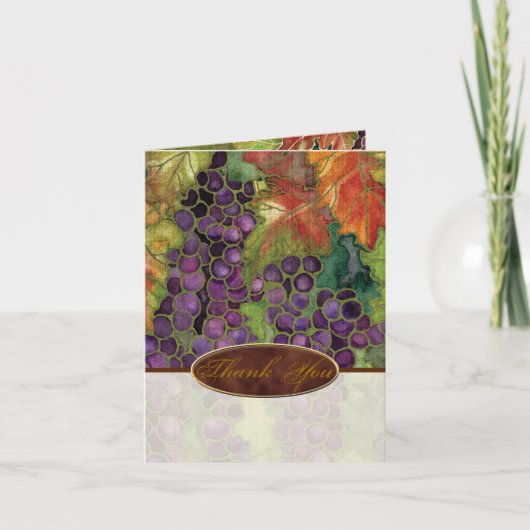 ご結婚おめでとう　秋の葡萄の葉のウェディング　招待状ありがとう サンキューカード (正面)