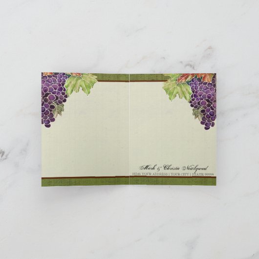 ご結婚おめでとう　秋の葡萄の葉のウェディング　招待状ありがとう サンキューカード (内部)