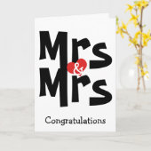 ご結婚おめでとう 黒と白のMrs. and Mrs. カード (黄色い花)