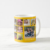 ご自分で18人の家族の写真を作成する黄色 コーヒーマグカップ (正面右)