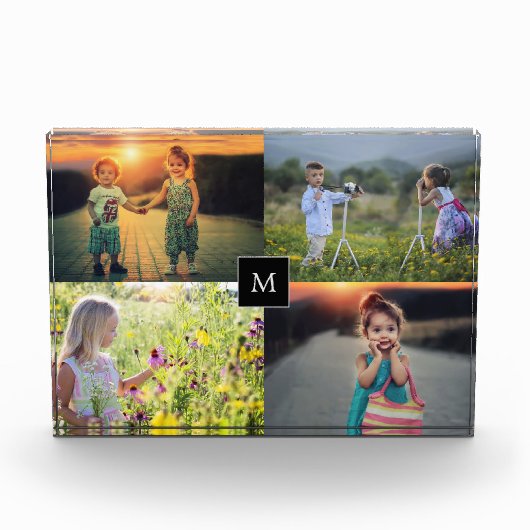 ご自分の家族の写真のコラージュを作成モノグラムのする フォトブロック (正面)