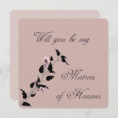 ご芳名を私の名誉ある後援者として ピンクの招待状 招待状 (正面/裏面)