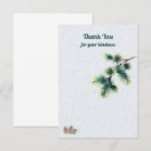 ご親切に感謝の気持ちを込めた松ぼっくりと針葉樹のカード サンキューカード (正面/裏面)