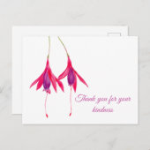 ご親切に感謝 水彩フューシャ ポストカード (正面/裏面)