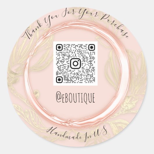 ご購入ありがとうございますバラ金ゴールドまつ毛QRコードロゴ ラウンドシール (正面)
