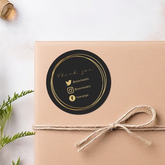 ご購入ありがとうございます（ブラック＆ゴールド） ラウンドシール