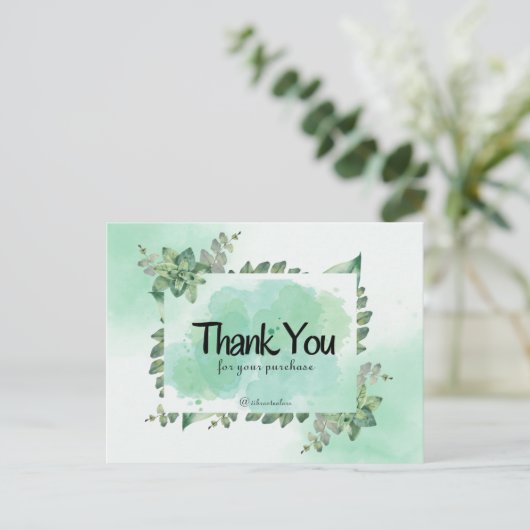 ご購入ありがとうございます 緑の植物の水彩 ポストカード (スタンド正面)