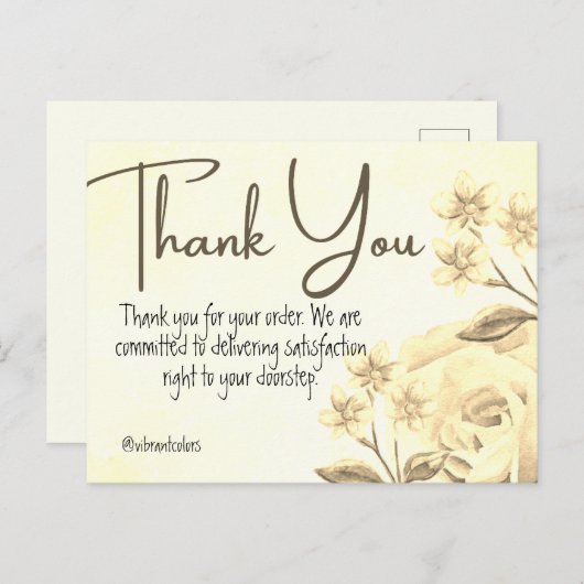 ご購入ありがとうございます 黄色の花 水彩 ポストカード (正面/裏面)