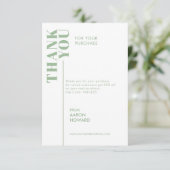 ご購入ありがとうございます、 sage green と白 サンキューカード (スタンド正面)