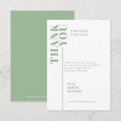 ご購入ありがとうございます、 sage green と白 サンキューカード (正面/裏面)