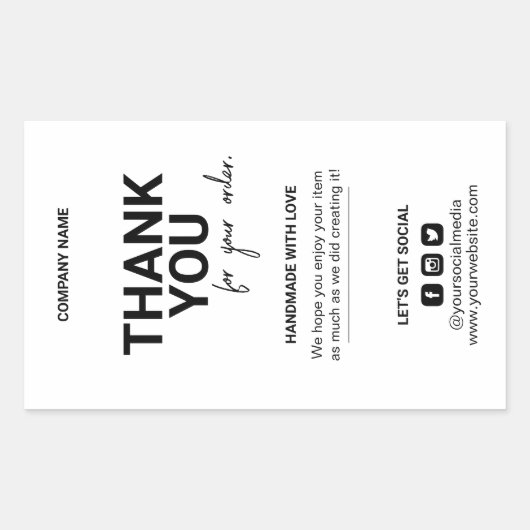 ご購入いただきありがとうございます包装トレンディー発送 長方形シール (正面)