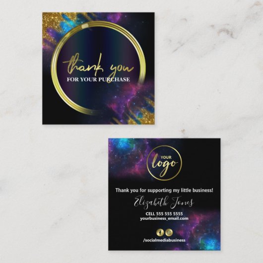 ご購入いただきありがとうございます銀河系グリッターブラック スクエア名刺 (正面/裏面)