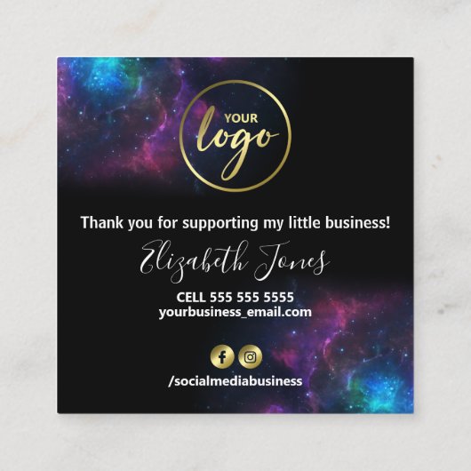ご購入いただきありがとうございます銀河系グリッターブラック スクエア名刺 (裏面)
