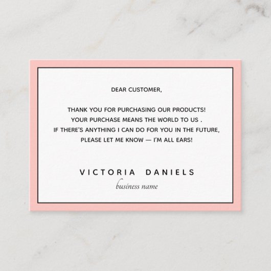 ご購入いただきありがとうございます |ピンクフェミニン エンクロージャーカード (正面)