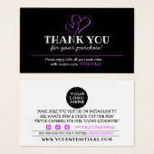 ご購入いただき、ありがとうございます暗い赤紫色ハート割引カード (正面&裏面)