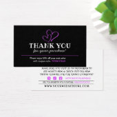 ご購入いただき、ありがとうございます暗い赤紫色ハート割引カード (デスク)