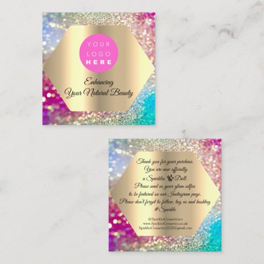 ご購入のラグジュアリーロゴをありがとう スクエア名刺 (正面/裏面)