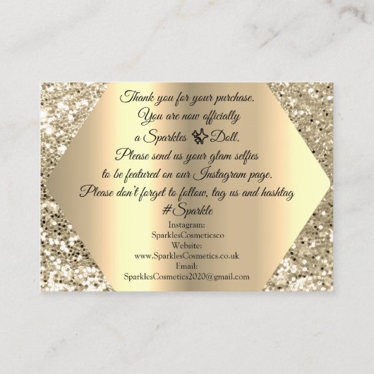 ご購入注文のゴールデンロゴをありがとう 名刺 (裏面)