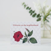 ご近所にようこそ、赤いハイビスカス ポストカード (スタンド正面)