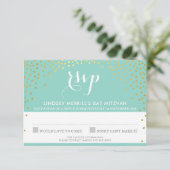 「ご返信の御礼」 ラスティックゴールド ミニコンフェッティ ミント 招待状 (スタンド正面)