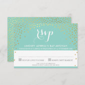 「ご返信の御礼」 ラスティックゴールド ミニコンフェッティ ミント 招待状 (正面/裏面)