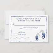 ご返信 シボリ クモ 水彩 海辺 タツノオトシゴ 海 出欠カード (正面)