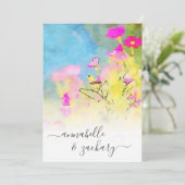 *～* ご返信 - QR ウォーターカラー バード フローラル AR15 ウェディング 招待状 (スタンド正面)