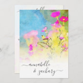 *～* ご返信 - QR ウォーターカラー バード フローラル AR15 ウェディング 招待状 (正面/裏面)