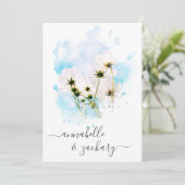 *~* ご返信 - QR SKY ピンクの花 フラワル AR15 ウェディング 招待状 (スタンド正面)