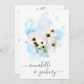 *~* ご返信 - QR SKY ピンクの花 フラワル AR15 ウェディング 招待状 (正面/裏面)